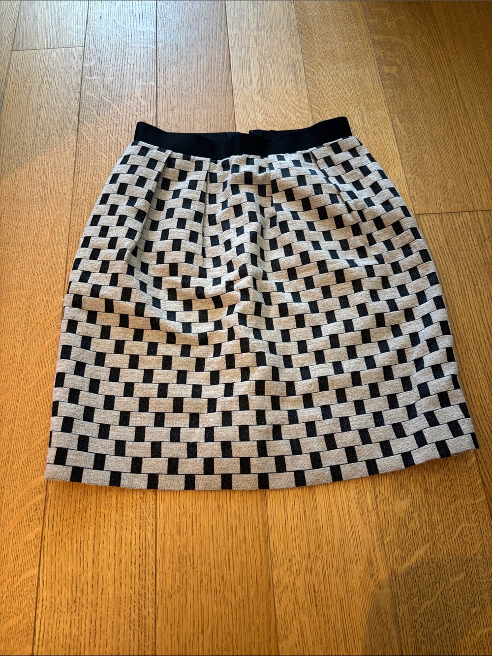 Wool mix Black & Gray Checker Ponte Pencil Skirt